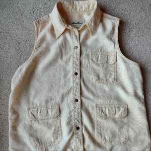 Eddie Bauer Soft Yellow Linen Blend  Sleeveless Vest